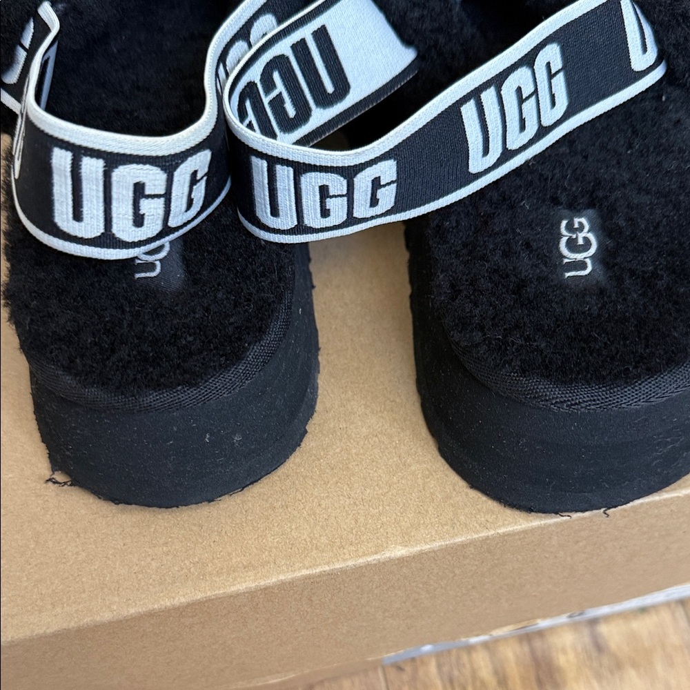 UGG Black Fuzz Slingback Slide - Cozy Slip-On - Picture 4 of 8